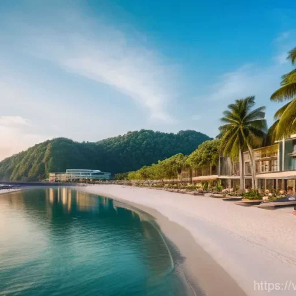 해양 도시의 특정 지역 개발 사례 - **Prompt:** An aerial, vibrant shot of a transformed Vietnamese coastal city at dawn. The scene feat...