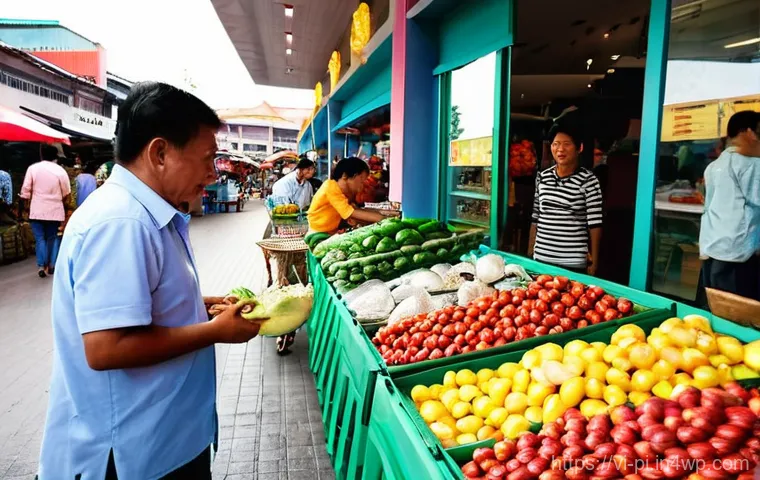 해양 도시에서의 생활 편의시설 배치 - **Prompt 1: Vibrant Coastal Market and Modern Shopping Fusion**
    "A bustling, open-air traditiona...