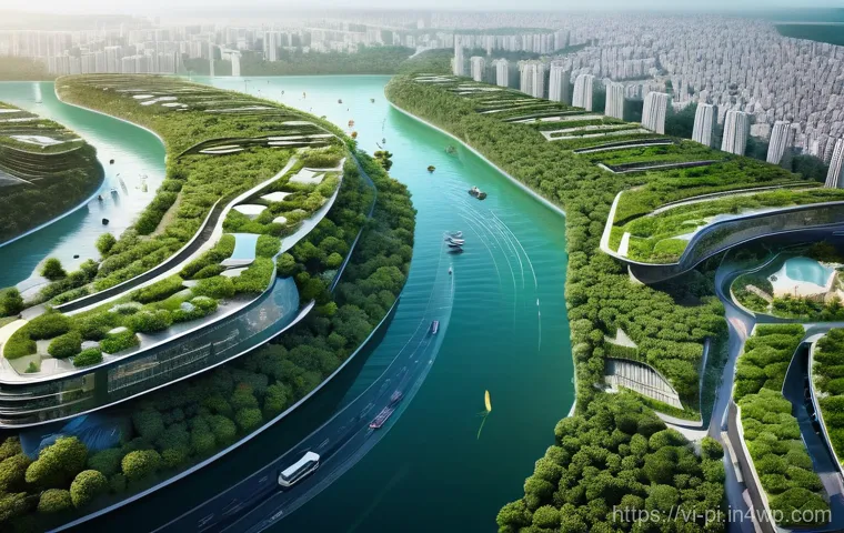 해양 도시에서의 생활 편의시설 배치 - **Prompt 2: Serene Coastal Park and Joyful Entertainment Hub**
    "A wide-angle shot of a beautiful...