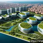 Home 18 해양 도시 설계의 기본 원칙 - **A futuristic floating city embracing resilience and nature.**
A sprawling, modern floating cit...